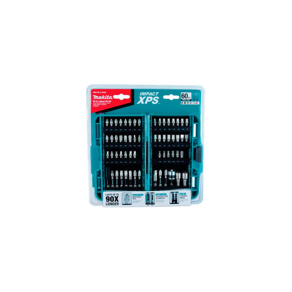 Makita Impact XPS Impact Bit Set 60 Pc. Detent Ball/Magnetic Hex Locks Matte Nic