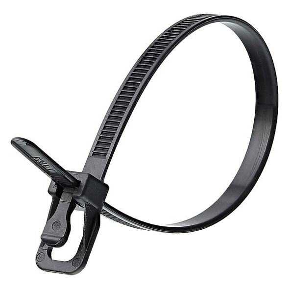 Retyz Releasable Tie,UV Black,Nylon,PK100 EVT-S06BK-TA