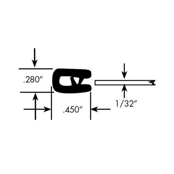 Edge Trim, PVC, 50 ft Length, 1/4 in Overall Width, Style: Edge Trim