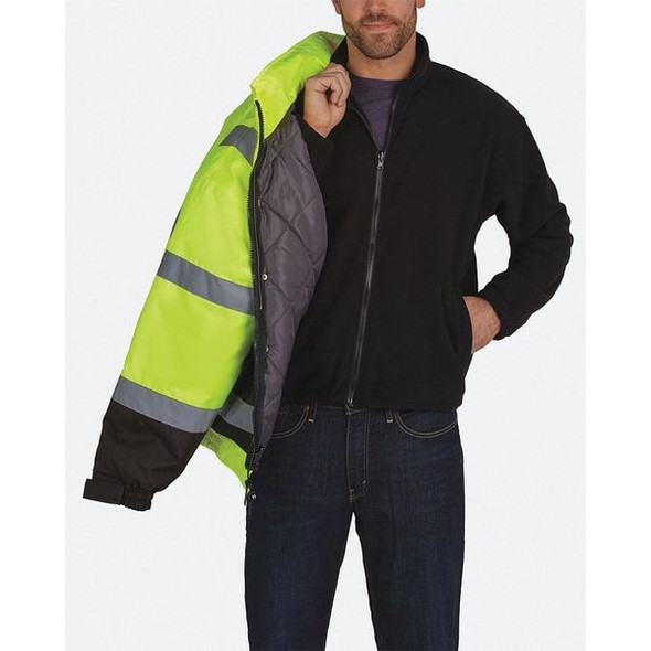 Utility Pro Men's Hi-Vis Bomber Jacket, Teflon Fabric, Black/Yellow, Xl UHV563-XL-YB