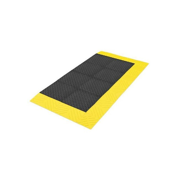 Antifatigue Mat, 96" L x 30" W, 1" Thickness, PVC, Diamond, Black/Yellow
