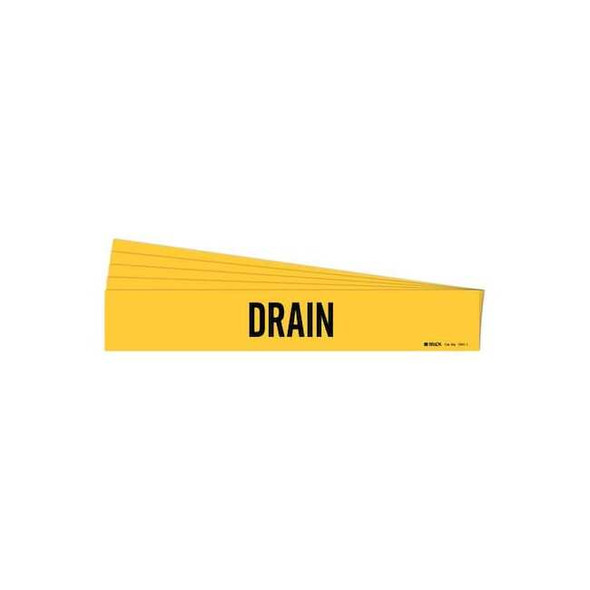 Brady Pipe Marker, Adhesive, Black, Drain, PK5, 7091-1-PK 7091-1-PK
