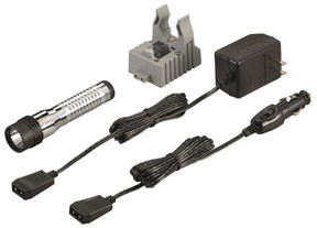 Strion LED HL Rechargeable Flashlight with 120V AC/12V DC & Holder, Chrome 74777