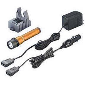 Strion LED Rechargeable Flashlight with 120V AC/12V DC Charger, Orange 74347
