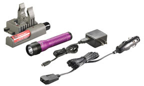 Strion LED HL Rechargeable Flashlight with 120V AC/12V DC PiggyBack Charger, Purple 74786