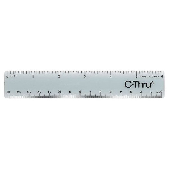 Westcott Ruler, Plastic, Lined, 16ths, 6in, Smoky Gray KT-40