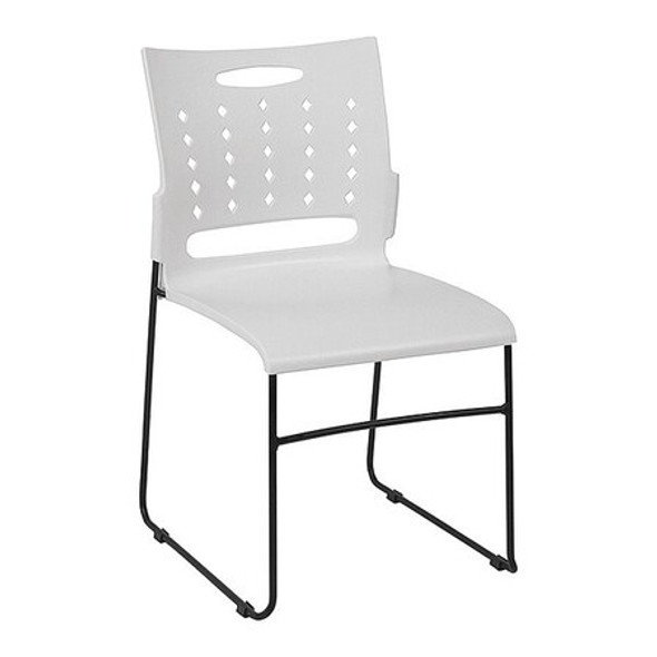 Flash Furniture Stack Chair,White Plastic,Sled Base RUT-2-WH-GG