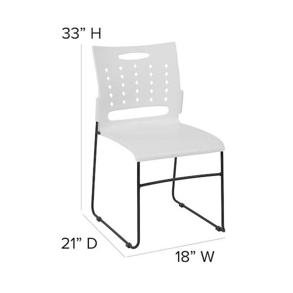 Flash Furniture Stack Chair,White Plastic,Sled Base RUT-2-WH-GG