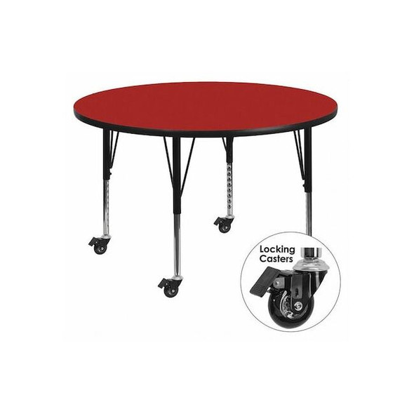 Flash Furniture Round Activity Table, Laminate, Red XU-A60-RND-RED-T-P-CAS-GG