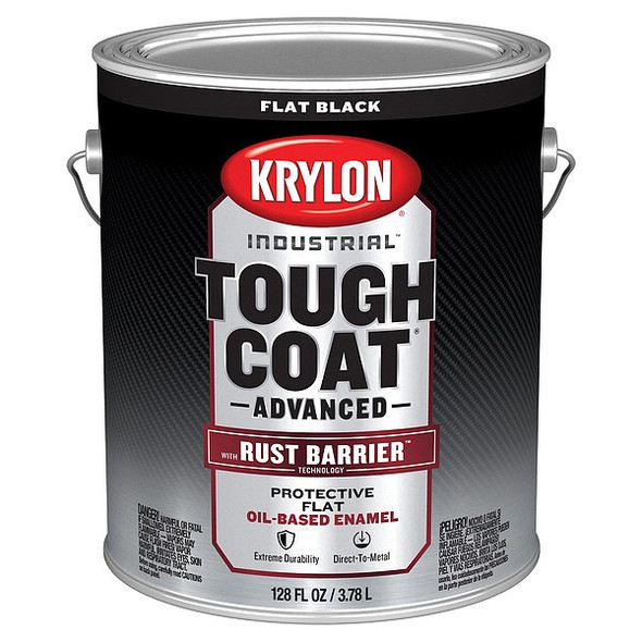 Krylon Exterior Protective Coating, Flat, Oil/Alkyd Base, Black, 1 gal K00781008