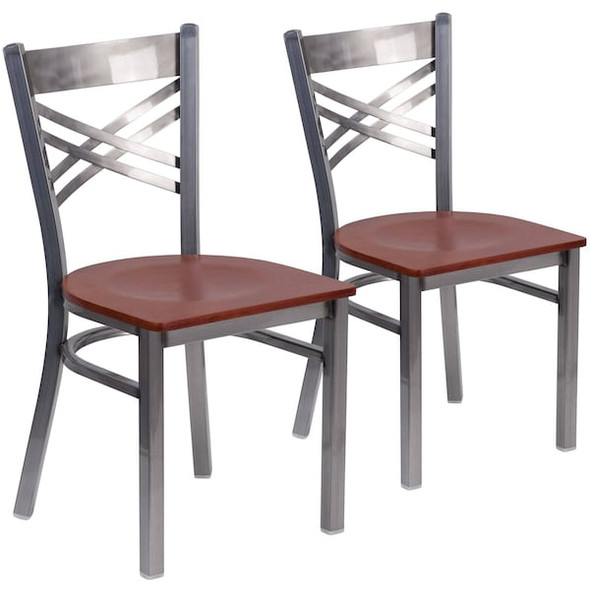 Flash Furniture Clear X Chair-Cherry Seat,PK2 2-XU-6FOB-CLR-CHYW-GG