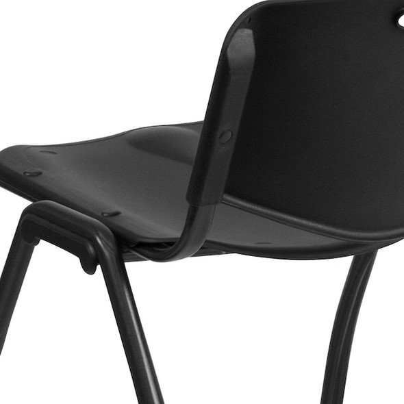Flash Furniture Stack Chair, Plastic, Black, 29.75" H RUT-D01-BK-GG