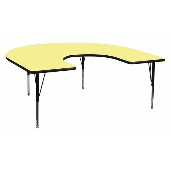 Flash Furniture Activity Table,Horeshoe Shp,Yel,60"x66" XU-A6066-HRSE-YEL-T-P-GG