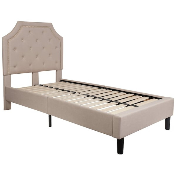 Flash Furniture Brighton Twin Platform Bed,Beige SL-BK4-T-B-GG