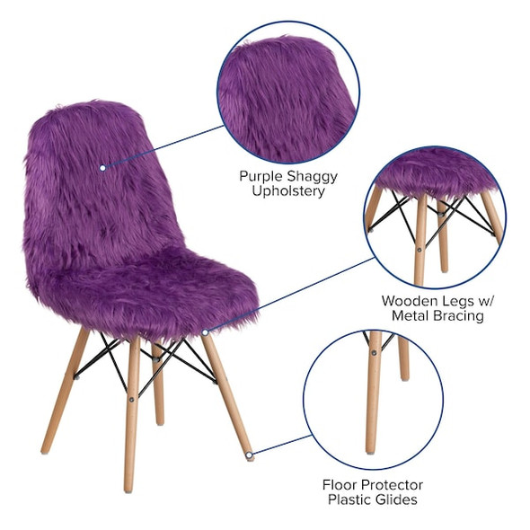 Flash Furniture Accent Chair,Shaggy,Purple DL-15-GG Flash Furniture Accent Chair,Shaggy,Purple DL-15-GG