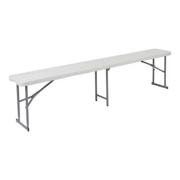 Flash Furniture Plastc Bench, 10.25"Wx71"L, Folding, White RB-1172FH-GG