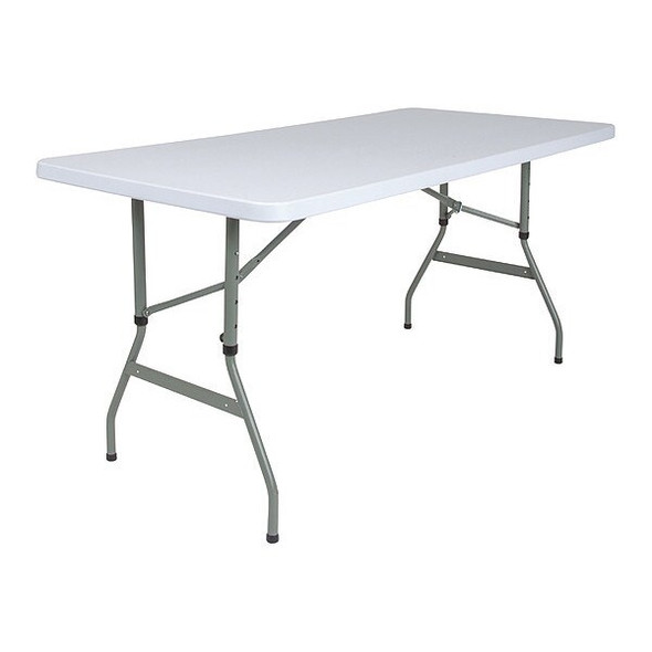 Flash Furniture Rectangle Folding Table, Plastic Top, White RB-3050ADJ-GG