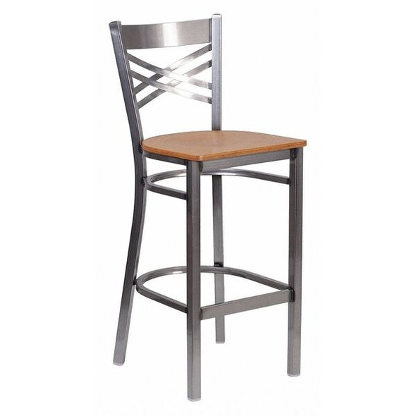 Flash Furniture Restaurant Barstool,Metal X Bck,Nat Woo XU-6F8B-CLR-BAR-NATW-GG