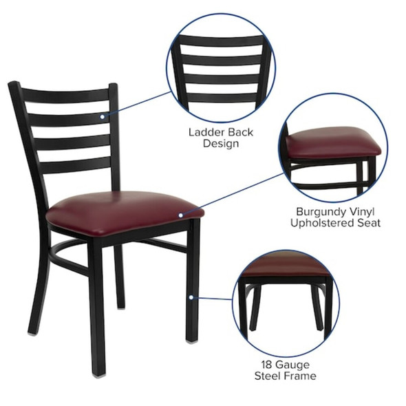 Hercules Restaurant Chair, 16-1-2 in W 17" L 32-1-4" H  XU-DG694BLAD-BURV-GG