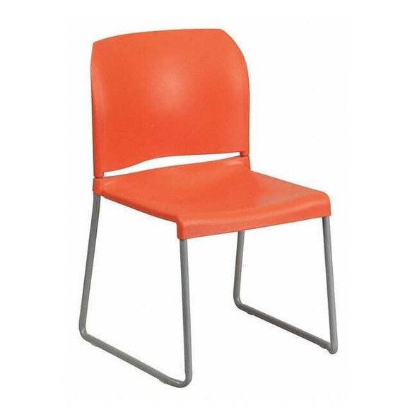 Flash Furniture Sled Stack Chair,Plastic,Full Back,OR RUT-238A-OR-GG