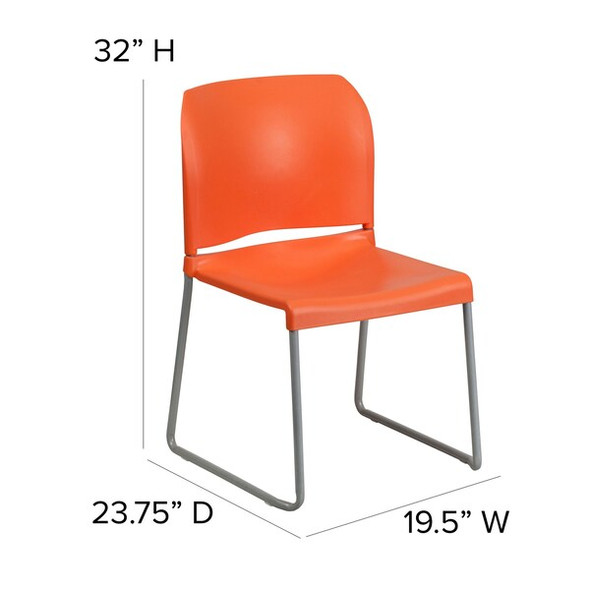 Flash Furniture Sled Stack Chair,Plastic,Full Back,OR RUT-238A-OR-GG