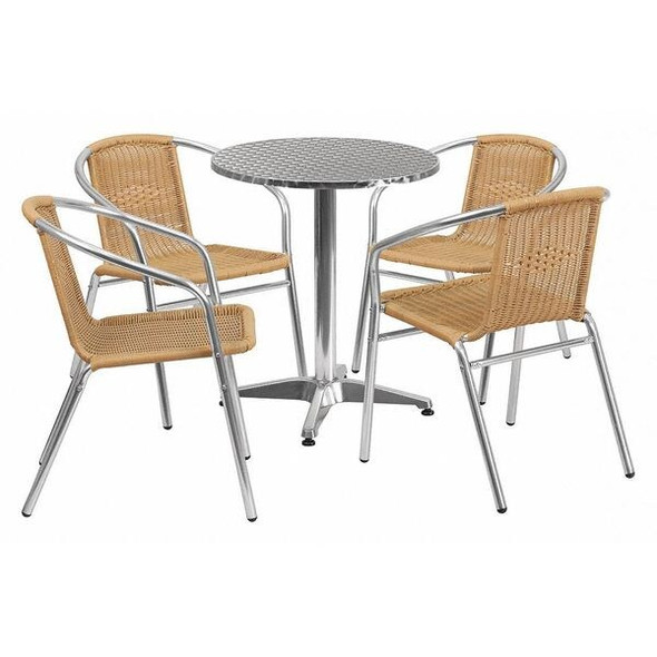 Alum Table Set,Rnd w/4 Bge Chairs,23.5" Alum Table Set,Rnd w/4 Bge Chairs,23.5"