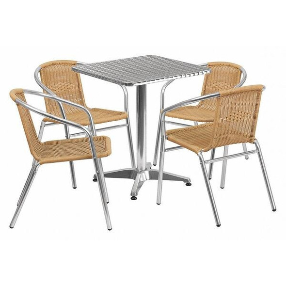 Alum Table Set,Sqr w/4 Bge Chairs,23.5" Alum Table Set,Sqr w/4 Bge Chairs,23.5"