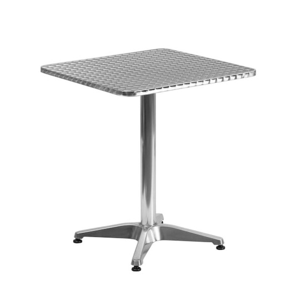 Square Table Set, Aluminum, Plastic, Rattan, Stainless Steel, Grey  TLH-ALUM-24SQ-020BGECHR4-GG