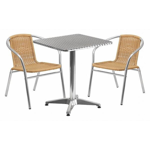 Alum Table Set,Sqr w/2 Bge Chairs,23.5" Alum Table Set,Sqr w/2 Bge Chairs,23.5"