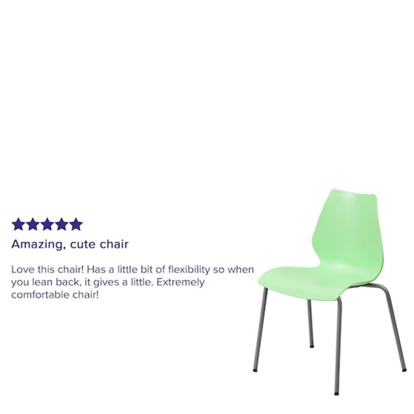 Flash Furniture Stack Chair,Plastic,Green w-Silver Frame RUT-288-GREEN-GG