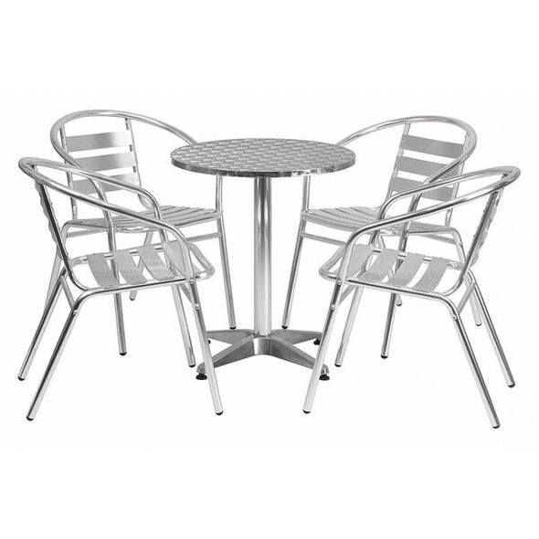 Flash Furniture Alum Table Set,Round w/4 Chairs,23.5" TLH-ALUM-24RD-017BCHR4-GG Flash Furniture Alum Table Set,Round w/4 Chairs,23.5" TLH-ALUM-24RD-017BCHR4-GG