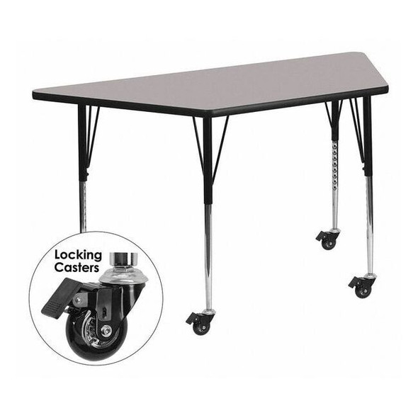 Trapezoid Activity Table, Chrome, Laminate, Particleboard, Steel, Grey