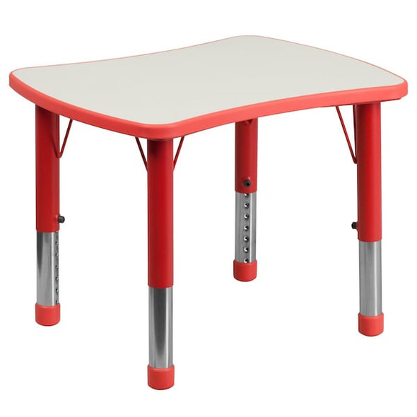 Flash Furniture Rectangle Activity Table, Plastic, Steel, Red YU-YCY-098-RECT-TBL-RED-GG