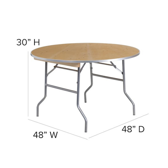 Flash Furniture Round Folding Table, Wood Top, Wood Grain XA-48-BIRCH-M-GG