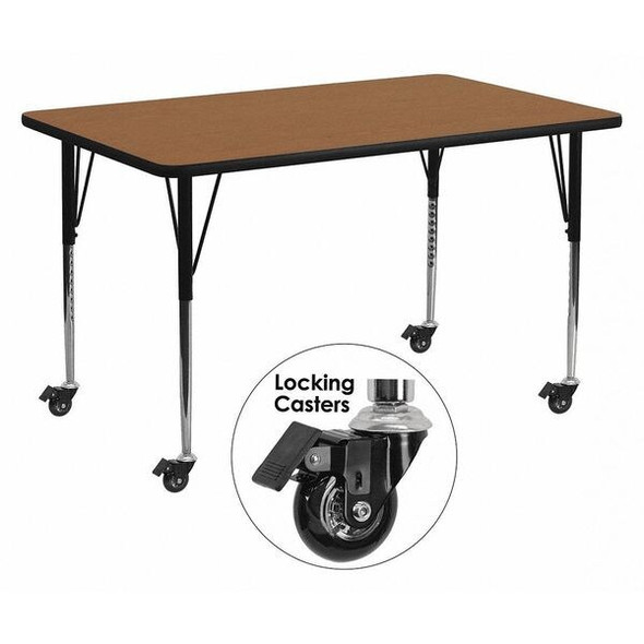 Flash Furniture Activity Table,Rectangle,Oak,30"x72" XU-A3072-REC-OAK-T-A-CAS-GG