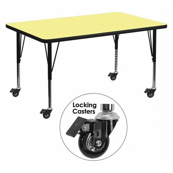 Flash Furniture Activity Table,Rect,Yellow,30"x48" XU-A3048-REC-YEL-T-P-CAS-GG Flash Furniture Activity Table,Rect,Yellow,30"x48" XU-A3048-REC-YEL-T-P-CAS-GG