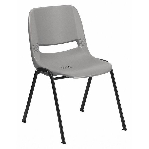 Flash Furniture Stack Chair,Ergo Shell,Plastic,Gray RUT-EO1-GY-GG