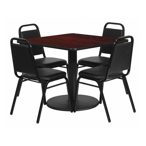 Flash Furniture Square Laminate Table, Laminate Top, Wood Grain RSRB1010-GG