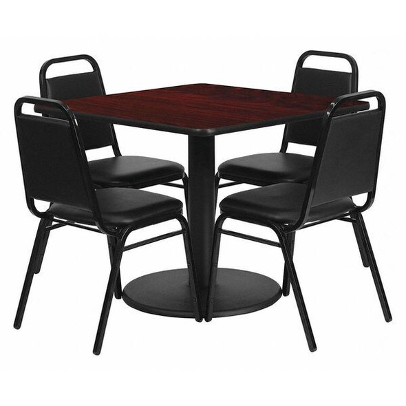 Flash Furniture Square Laminate Table, Laminate Top, Wood Grain RSRB1010-GG