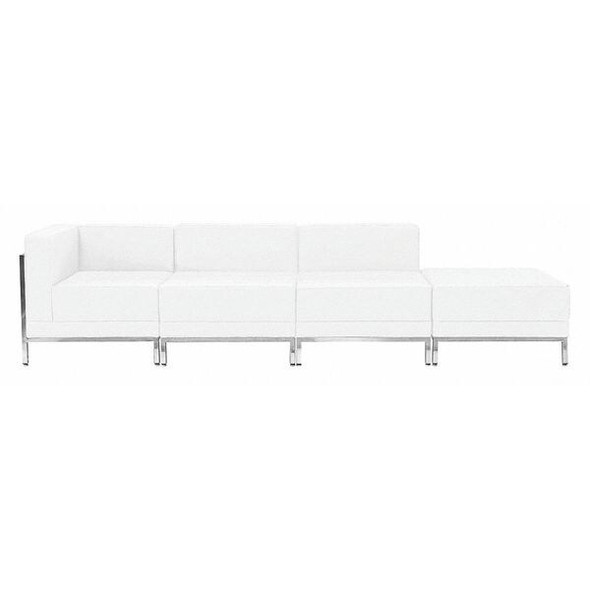 Flash Furniture Leather Lounge Set,4 pcs.,White ZB-IMAG-SET9-WH-GG Flash Furniture Leather Lounge Set,4 pcs.,White ZB-IMAG-SET9-WH-GG
