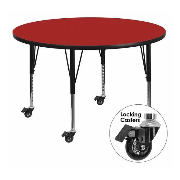 Flash Furniture Round Activity Table, Laminate, Red XU-A42-RND-RED-T-P-CAS-GG