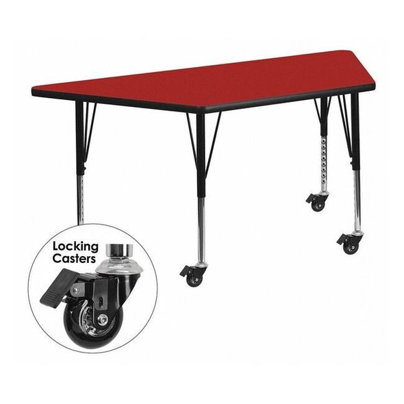 Trapezoid Activity Table, Chrome, Laminate, Particleboard, Steel, Red