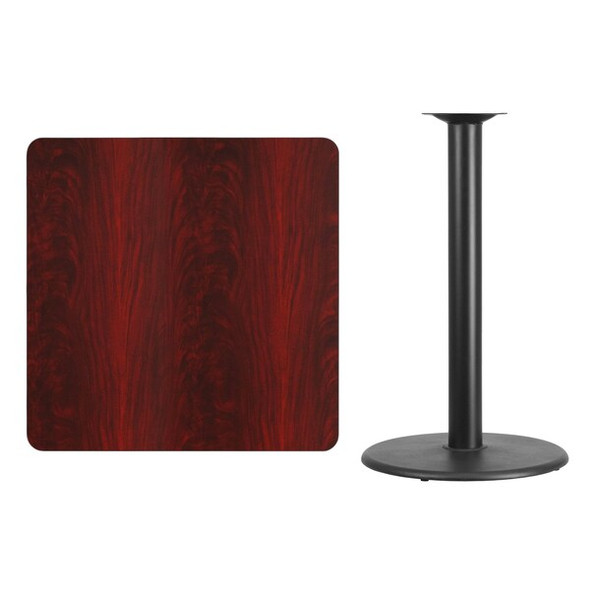 Flash Furniture Square Laminate Table, Laminate Top, Wood Grain XU-MAHTB-3636-TR24B-GG