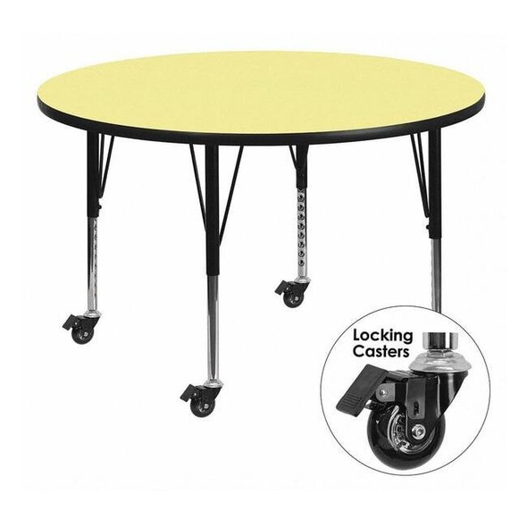 Flash Furniture Round Activity Table, Laminate, Yellow XU-A48-RND-YEL-T-P-CAS-GG