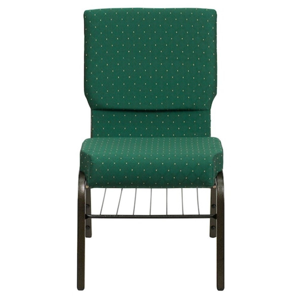 Flash Furniture Fabric Church Chair w-Book Rack,Green XU-CH-60096-GN-BAS-GG