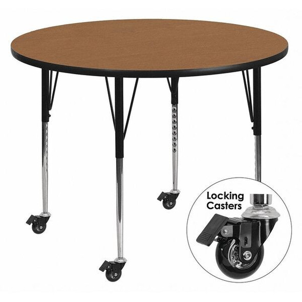 Flash Furniture Activity Table,Round,Oak,42" XU-A42-RND-OAK-T-A-CAS-GG