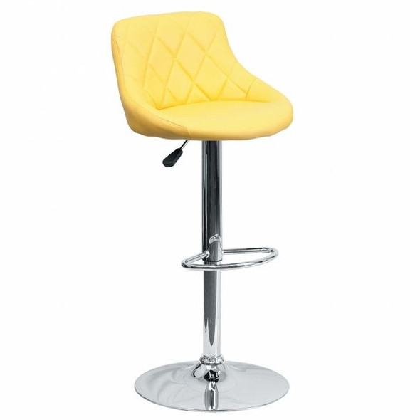 Flash Furniture Yellow Vinyl Barstool,Adj Height CH-82028A-YEL-GG Flash Furniture Yellow Vinyl Barstool,Adj Height CH-82028A-YEL-GG