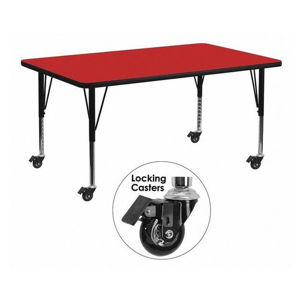 Rectangle Actvt Table,Rect,Red,Lckng Cstrs,30"x72", Laminate, Red
