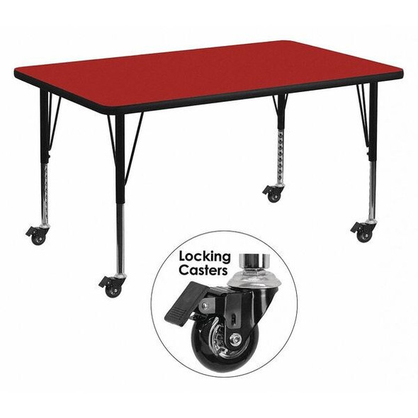Rectangle Actvt Table,Rect,Red,Lckng Cstrs,36"x72", Laminate, Red