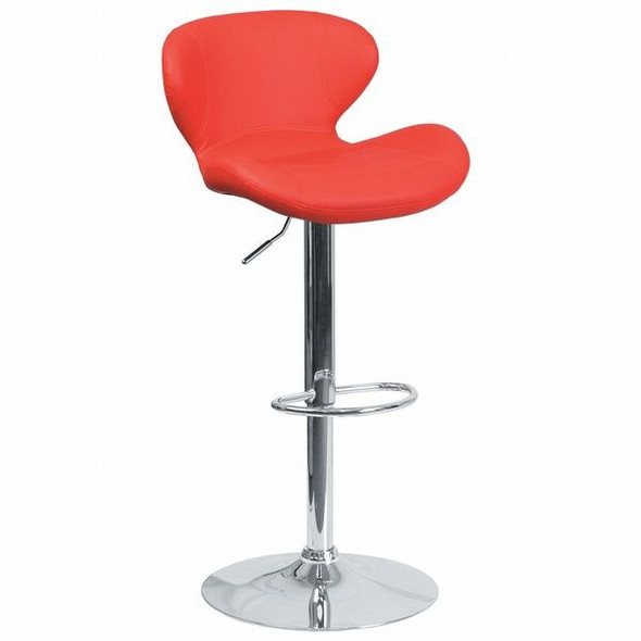 Flash Furniture Red Vinyl Barstool,Adj Height CH-321-RED-GG Flash Furniture Red Vinyl Barstool,Adj Height CH-321-RED-GG
